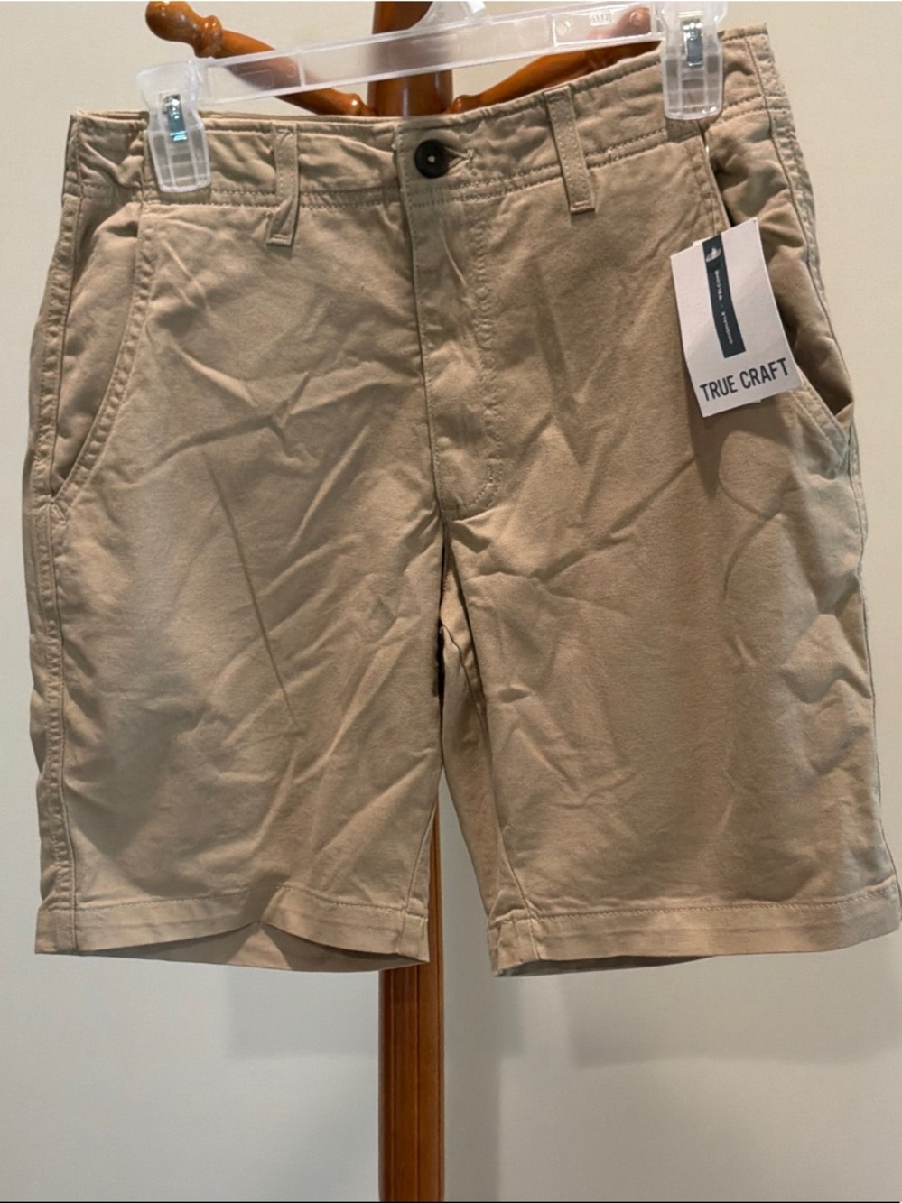 True Craft Men’s Tan Flat-Front Casual Shorts size 30 waist x9” inseam nwt